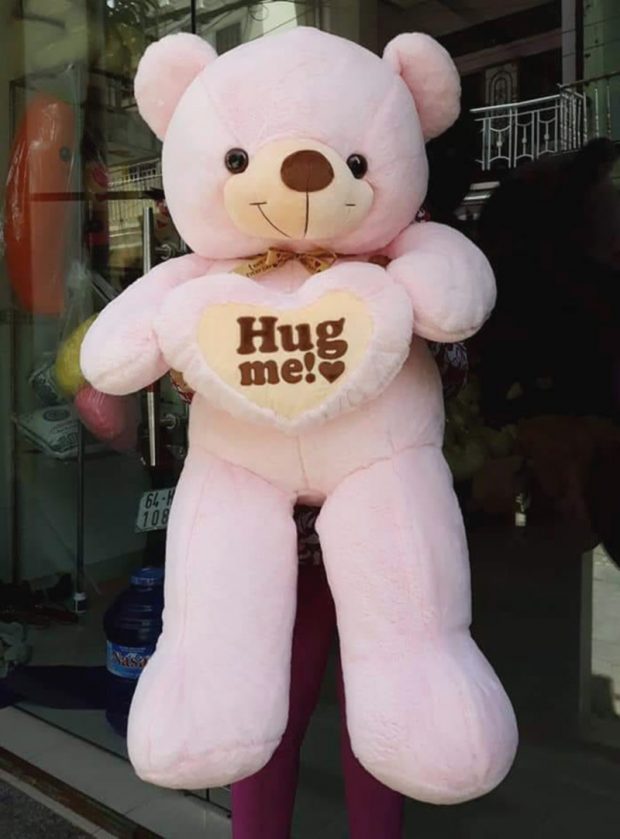 Gấu Teddy Hug me 1m hồng nhạt